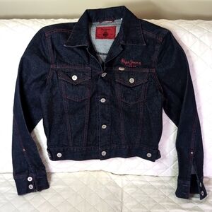 Pepe Jeans London Garments Woman's Dark Blue Denim Jacket,size M.